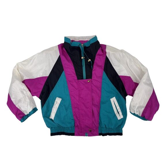 VTG River Edge Sport Women’s Windbreaker Medium Multicolor Full Zip 80’s 90’s - Picture 1 of 14